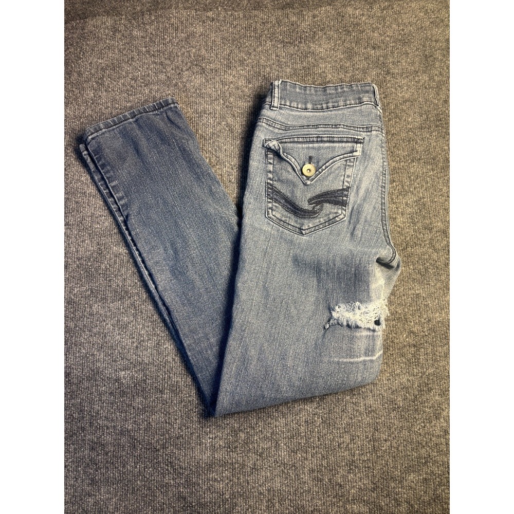 LEI Ashley Trouble Jeans Womens 13 Gray Denim Regular Fit Stretch Skinny Leg